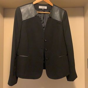 TAHARI ASL Black Blazer with leather accents